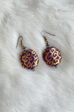 Gold and Purple Glass Earrings