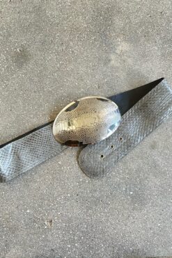 80s Snake Skin Waist Belt with Over Size Buckle  - Medium