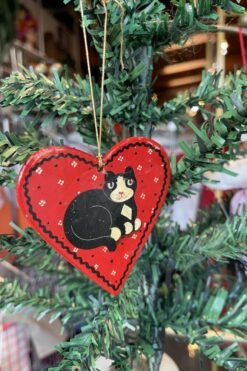 Vintage Hand Painted Christmas Cat Ornament