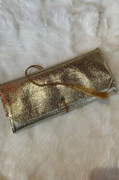 Vintage Gold Jewelry Roll Travel Case