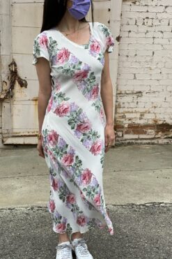 90s Floral Bias Cut Sheer Dress - S/M
