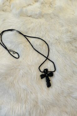 90s Black Beaded Cross