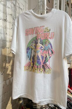 'Saving the World is a Girls Job' DC Superheroes Tee - Medium