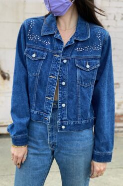00s Rhinestone Denim Jacket - M/L