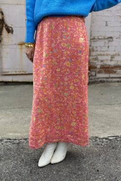 00s Vibrant Floral Print Skirt - Large