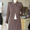 Yoshie Inaba Brown Nylon Maxi Skirt Set