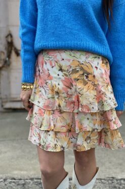 00s Silk Ruffle Floral Skirt - Medium