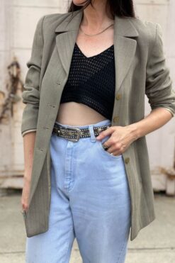 90s Soft Stripes Taupe Blazer - Medium