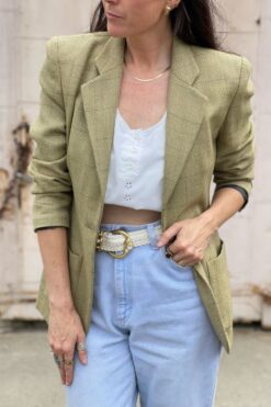 Vintage Mondi Pistachio Green Wool Blazer - Medium