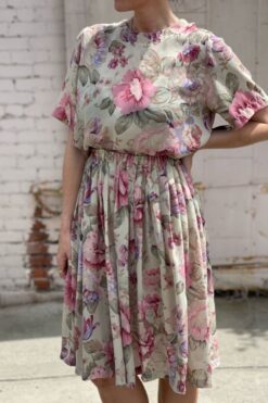 Vintage Alfred Dunner Floral Top and Skirt Set - Large