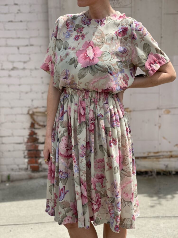 Vintage Alfred Dunner Floral Top and Skirt Set - Large