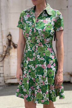 SOLD Vintage 70s Psychedelic Flower Power Dress - S/M