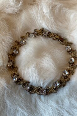 Vintage Silver Tone Rhinestones Bracelet