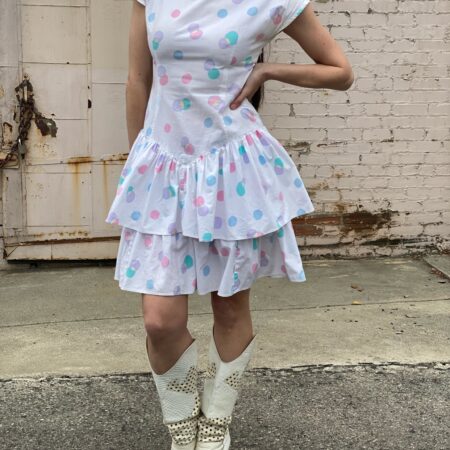 80s Pastel Polkadots Party Dress - Medium