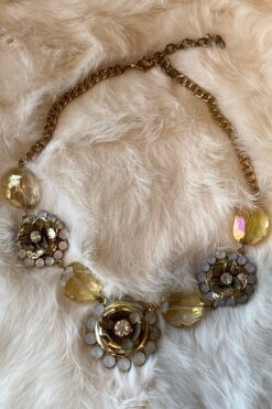 Statement Necklace Rhinestone and Glass Beads
