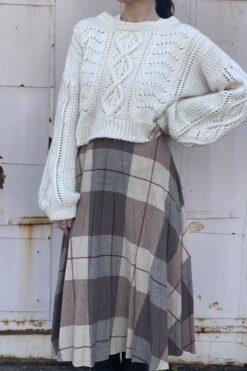 Vintage 70s Accordion Pleat Plaid Circle Skirt - Large