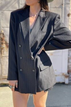 Ralph Lauren Double-Breasted Charcoal Pinstripe Blazer - L/XL 