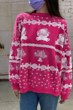 Vintage 80s Pink Valentine Teddy Bear Sweatshirt - XL