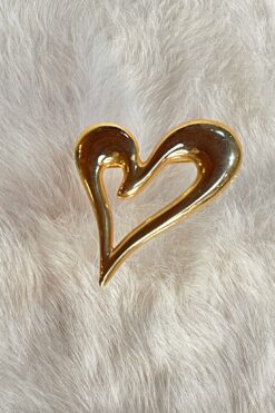 Vintage Gold Tone Heart Brooch