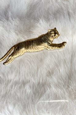 SOLD Vintage JJ Bronze Pewter Running Tiger Brooch