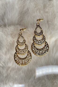 Filigree Layered Gold Tone Earrings