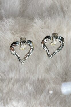 90s Silver Tone Heart Earrings