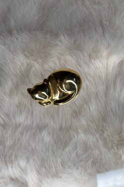 Vintage Liz Claiborne Gold Tone Cat Brooch