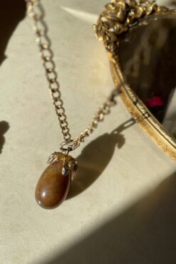Vintage Gold Tiger's Eye Pendant with Gold Tone Chain