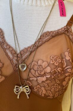 Betsey Johnson Layered Heart and Bow Necklace