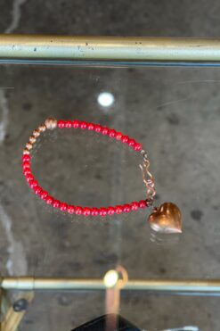 Red Hearts Beaded Charm Bracelet