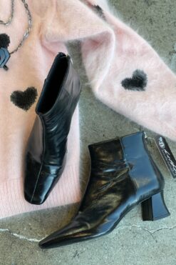 Black Square Toe Ankle Boots - Size 38