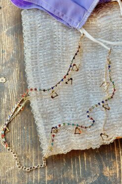 Hearts and Rhinestones Double Strand Face Mask Chains