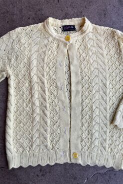 60s Yellow Acrylic Cardigan – S/M