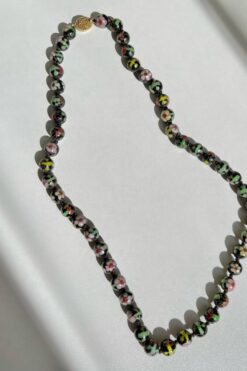 Vintage 1930s Floral Cloisonne Hand Knotted Beaded Necklace