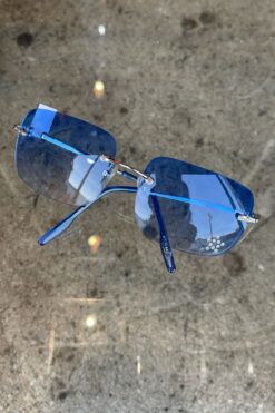Vintage 90s Blue Clear with Rhinestone Star Sunnies