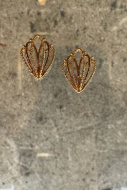 Vintage Gold Tone Nouveau-Style Clip-On Earrings