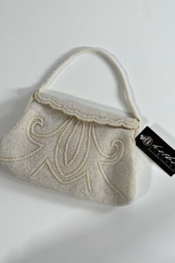 SOLD Vintage Japan-Made White Beaded Clutch