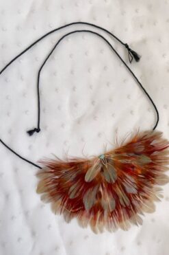 Vintage Feathers Turquoise and Leather Collar - 1