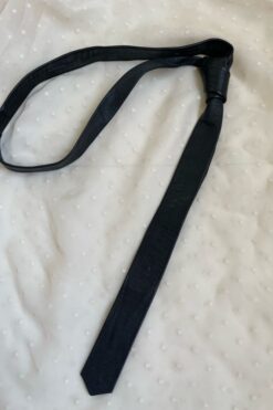 Vintage 1960s Black Leather Skinny Tie