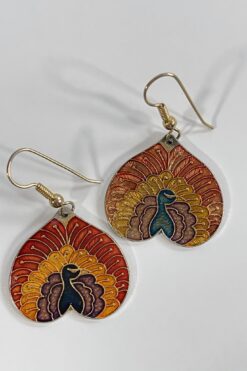 Vintage Peacock Heart Earrings