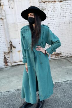 SOLD Vintage Teal Trench Coat - M/L