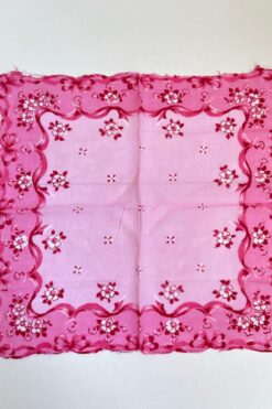 Vintage Pink Floral Handkerchief
