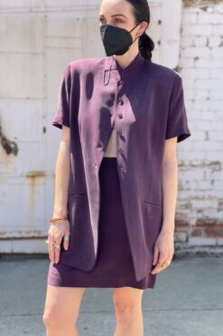 SOLD Vintage Peter Nygård Plum Silk Suit - Large