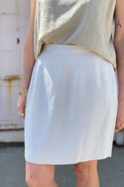 Vintage White Linen Skirt - Large