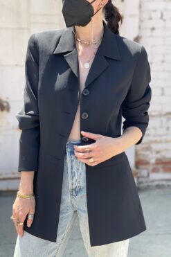 90s Black Blazer - Medium