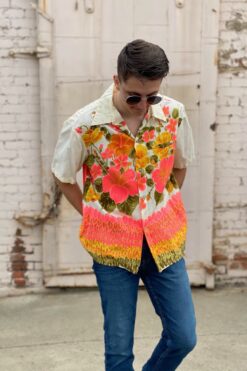 SOLD Vintage Ui Maikai Neon Hawaiian Short Sleeve Shirt - Large
