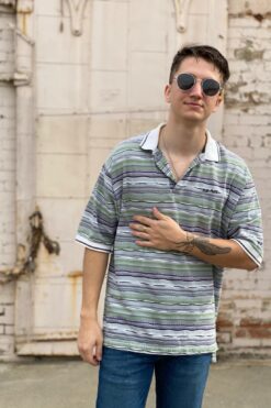 Vintage Muted Striped Polo - LG/XL