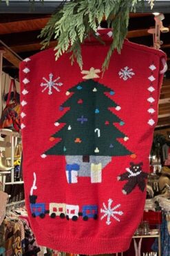 Hand Knit by Berek Christmas Vest - Red - Medium