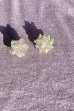 80s White Bow Earrings