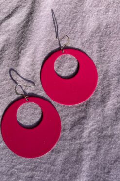 Vintage Hot Pink Hoop Earrings